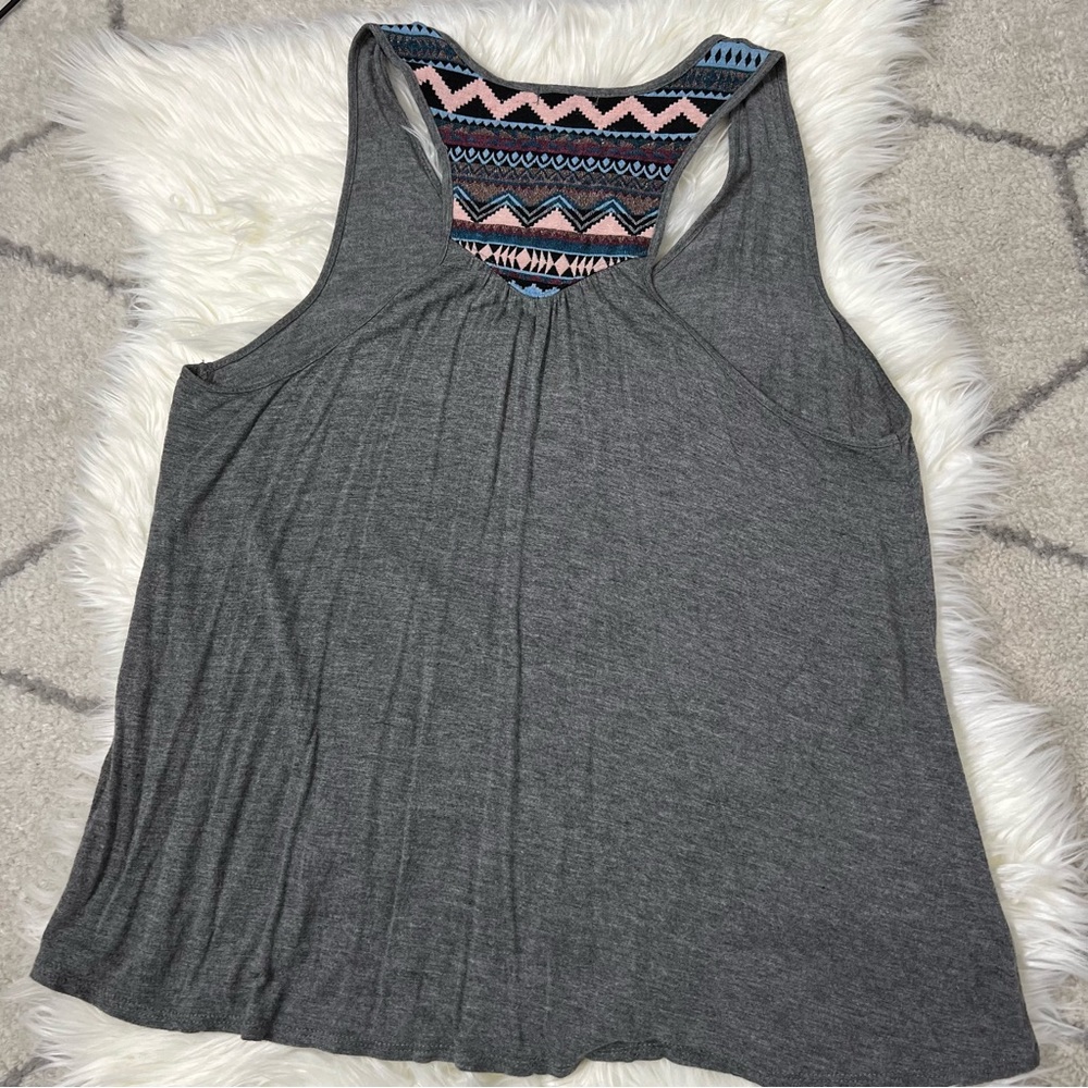 Gray Racerback Geometric Tank Top - Picture 9 of 10
